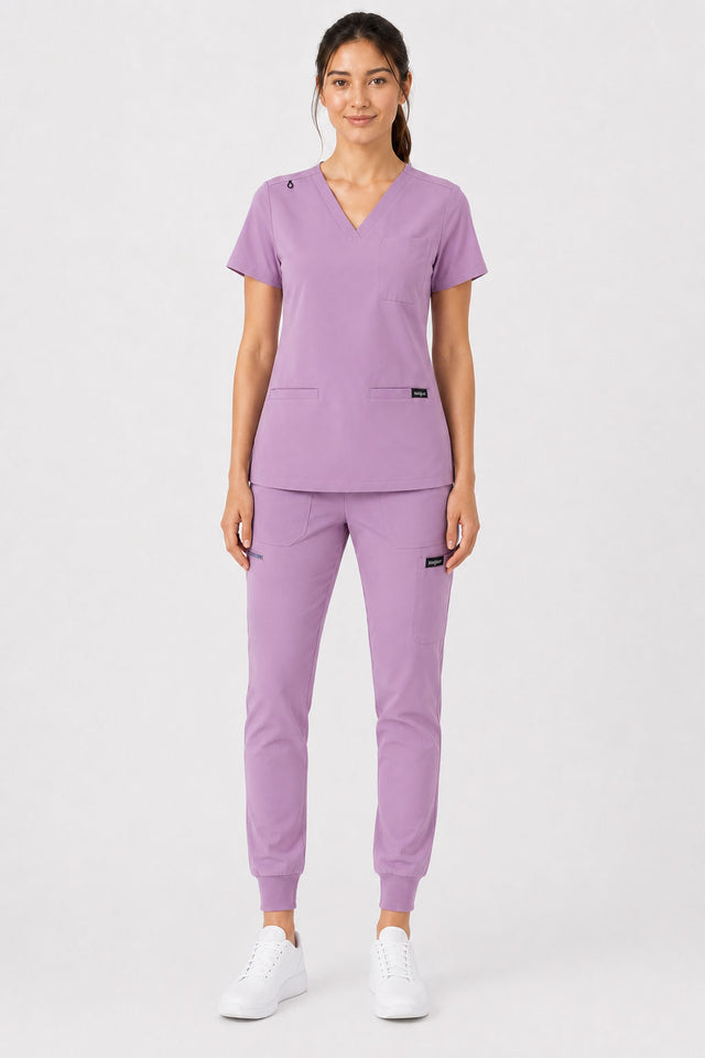 Kayla | V-neck Top and Multi-Pocket Jogger Set