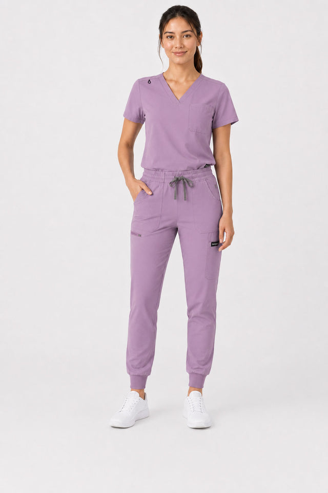 Kayla | V-neck Top and Multi-Pocket Jogger Set