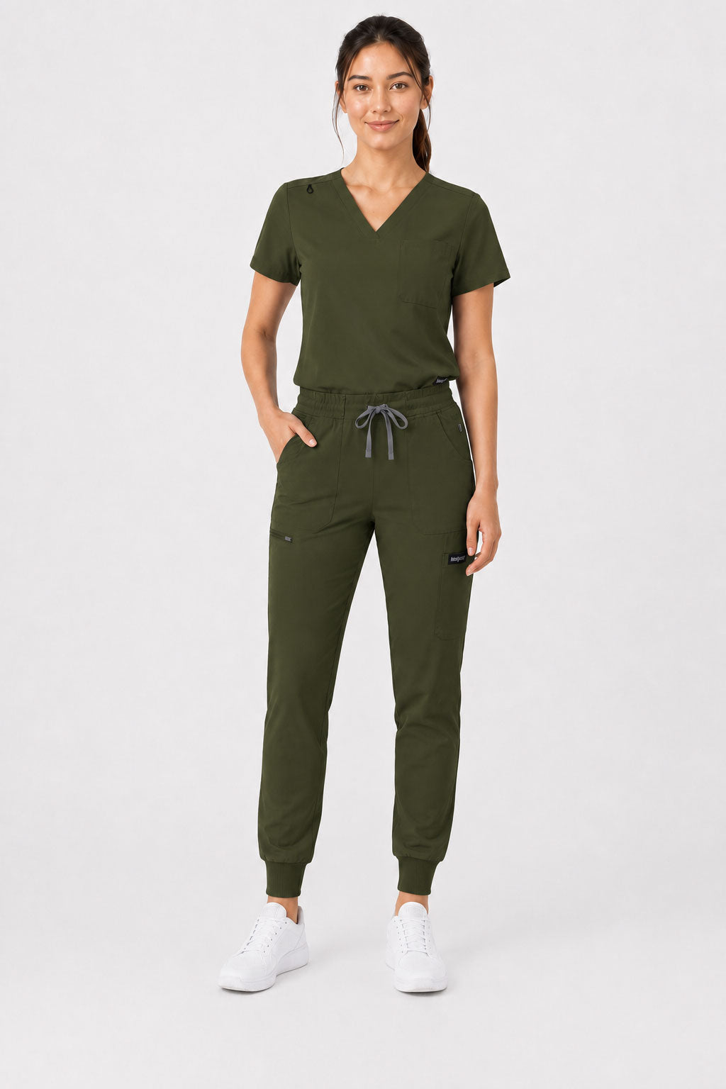 Kayla | V-neck Top and Multi-Pocket Jogger Set