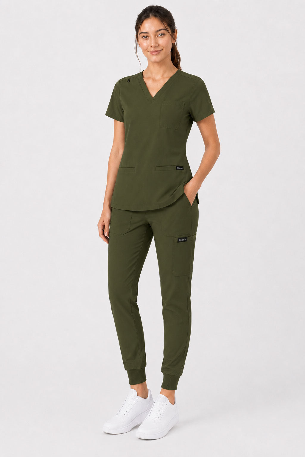 Kayla | V-neck Top and Multi-Pocket Jogger Set