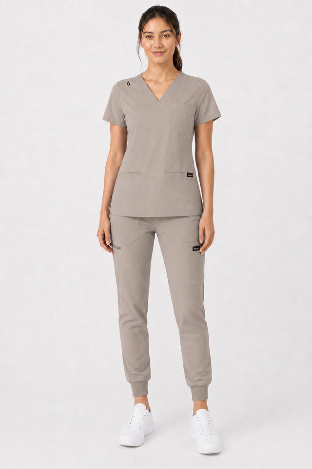 Kayla | V-neck Top and Multi-Pocket Jogger Set
