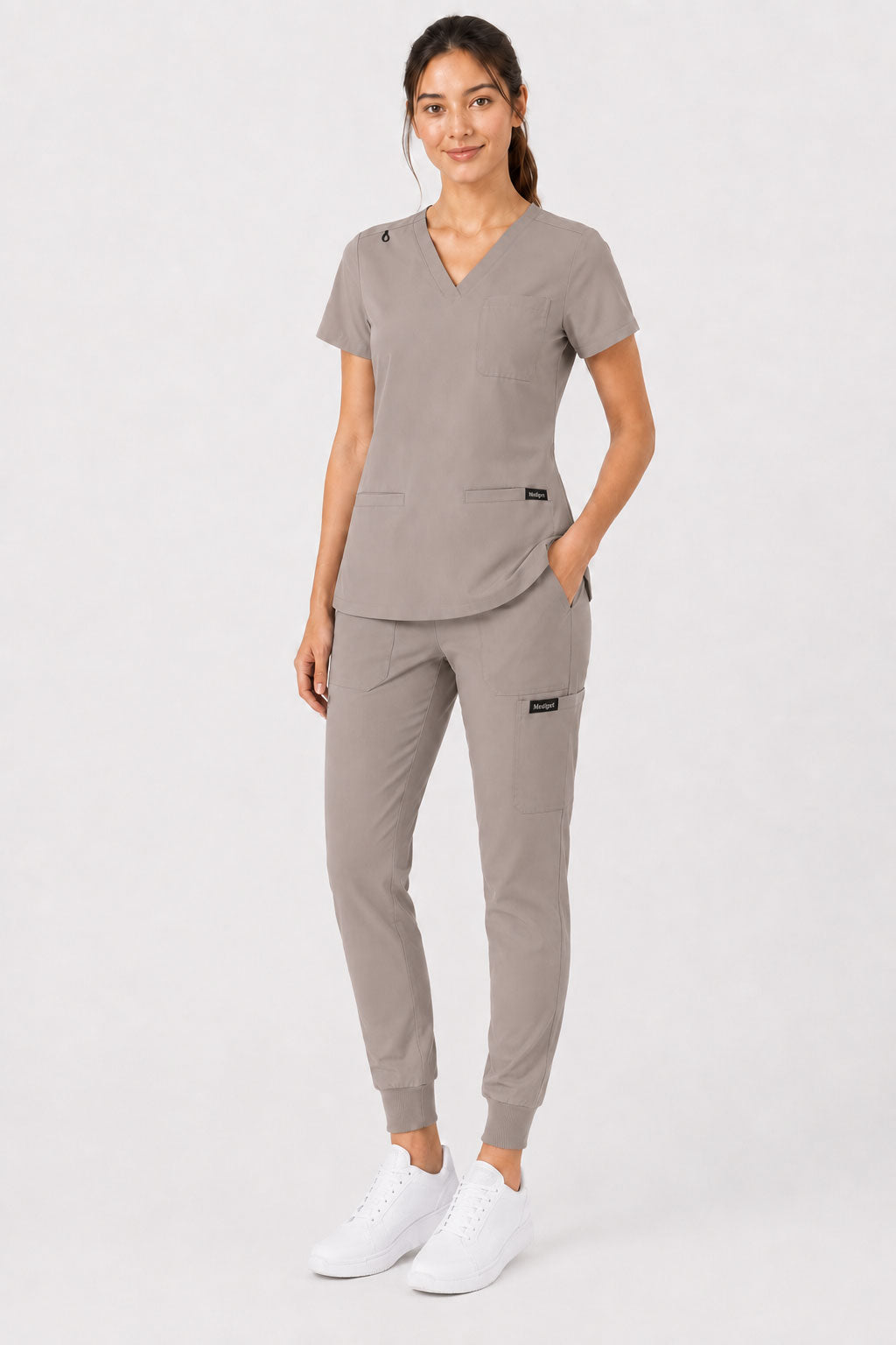 Kayla | V-neck Top and Multi-Pocket Jogger Set