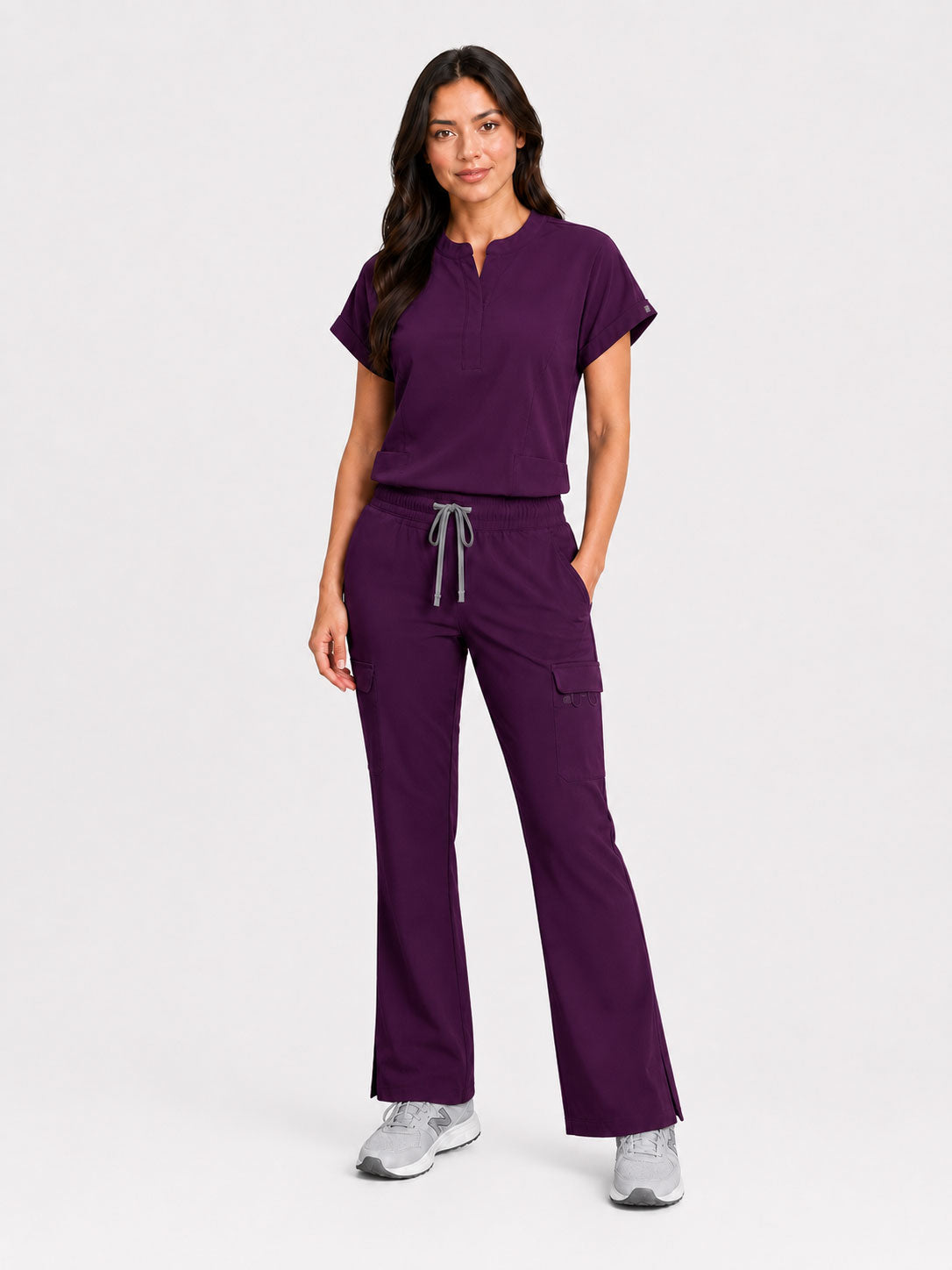Rhea | Mandarin Collar Top with 10-Pocket Boot Cut Pant Set