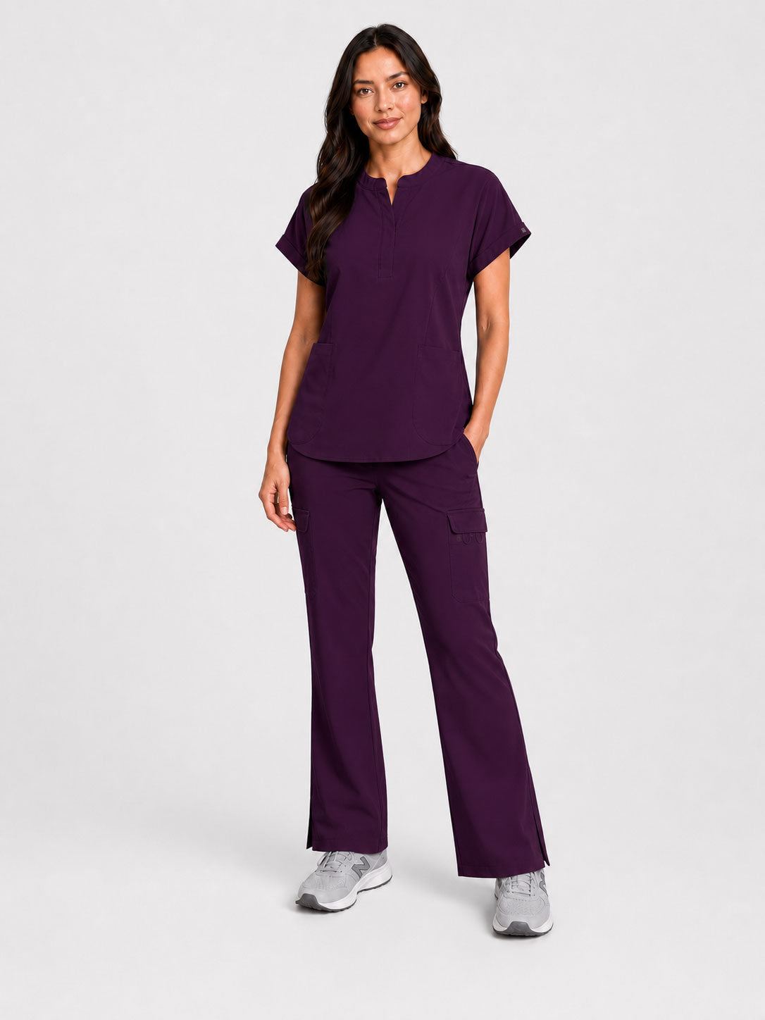 Rhea | Mandarin Collar Top with 10-Pocket Boot Cut Pant Set