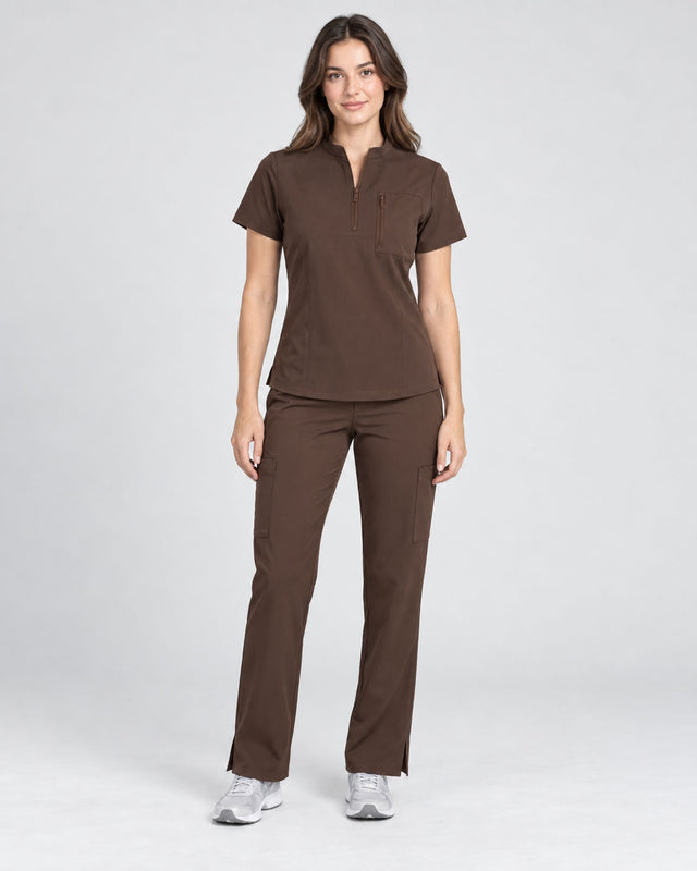 Stella | 1/4 Zip Mock Neck Top & Bootcut Pant Set