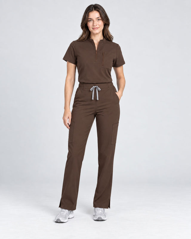 Stella | 1/4 Zip Mock Neck Top & Bootcut Pant Set