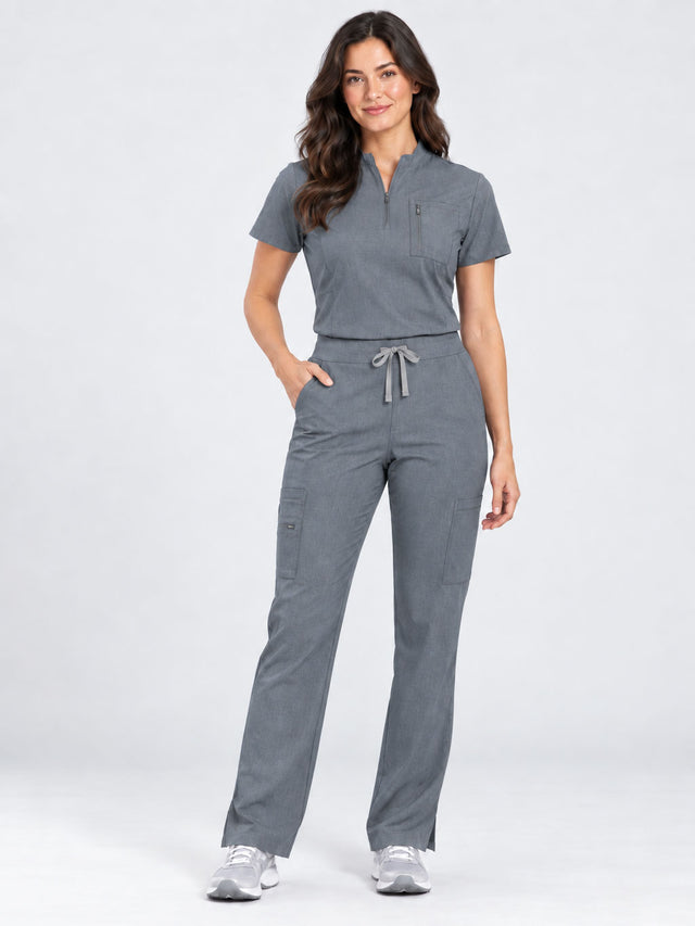 Stella | 1/4 Zip Mock Neck Top & Bootcut Pant Set