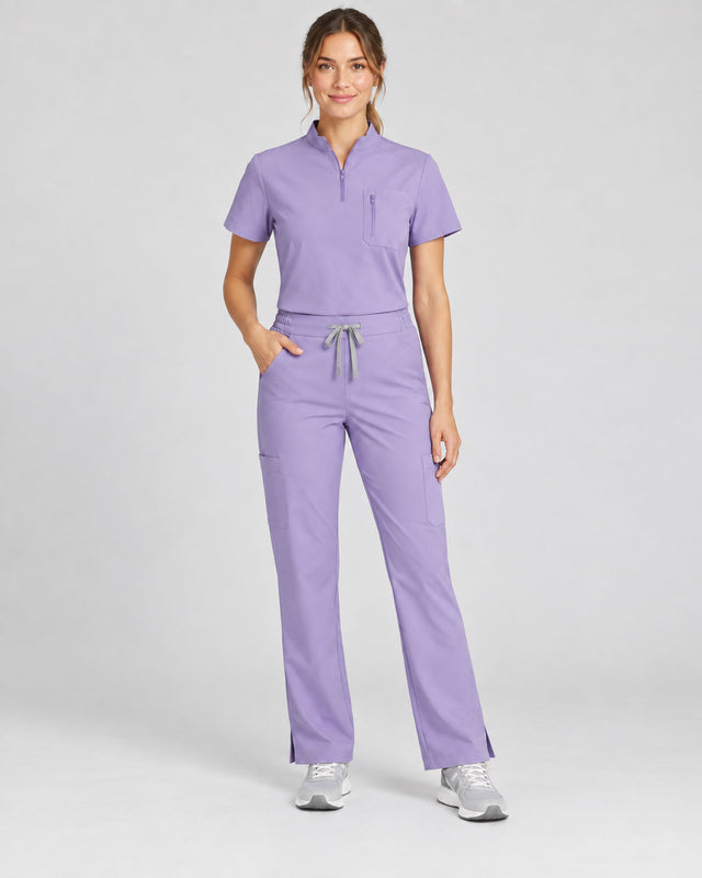 Stella | 1/4 Zip Mock Neck Top & Bootcut Pant Set