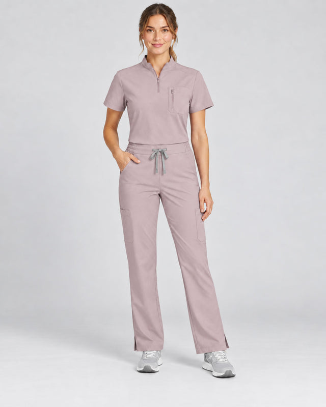 Stella | 1/4 Zip Mock Neck Top & Bootcut Pant Set