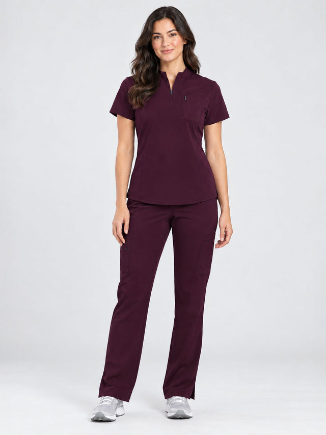 Stella | 1/4 Zip Mock Neck Top & Bootcut Pant Set