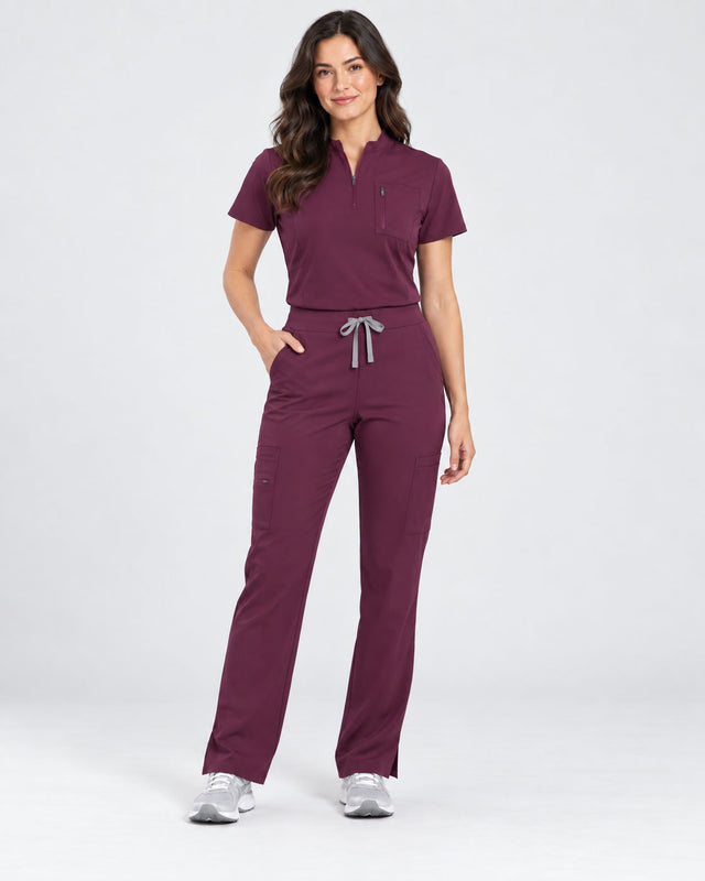Stella | 1/4 Zip Mock Neck Top & Bootcut Pant Set