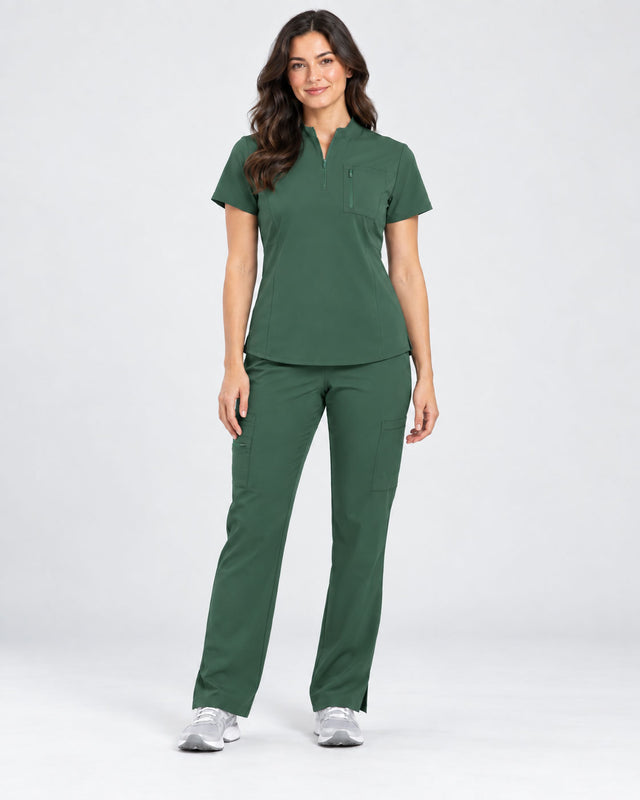 Stella | 1/4 Zip Mock Neck Top & Bootcut Pant Set