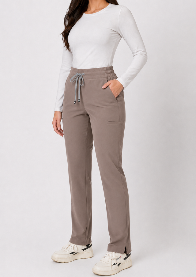Ariana | High-Waisted Slim Straight Scrub Pants