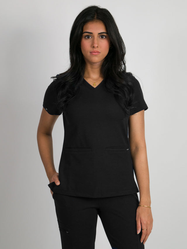 Sera | Ultra-Stretch Ponte Knit 2-Pocket Slim-Fit Scrub Top