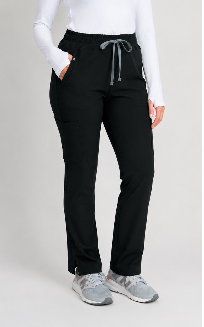 Straight Leg Mid-Rise Multi-Pocket Scrub Pant