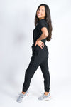 Maple | Women's 3-Pocket Snap Closure Chest Pocket Top Gathered Jogger Pants Set