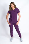 Maple | Women's 3-Pocket Snap Closure Chest Pocket Top Gathered Jogger Pants Set