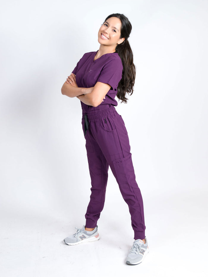Fleur | Zip Pocket Top & Jogger Scrubs Set | Cool Colors