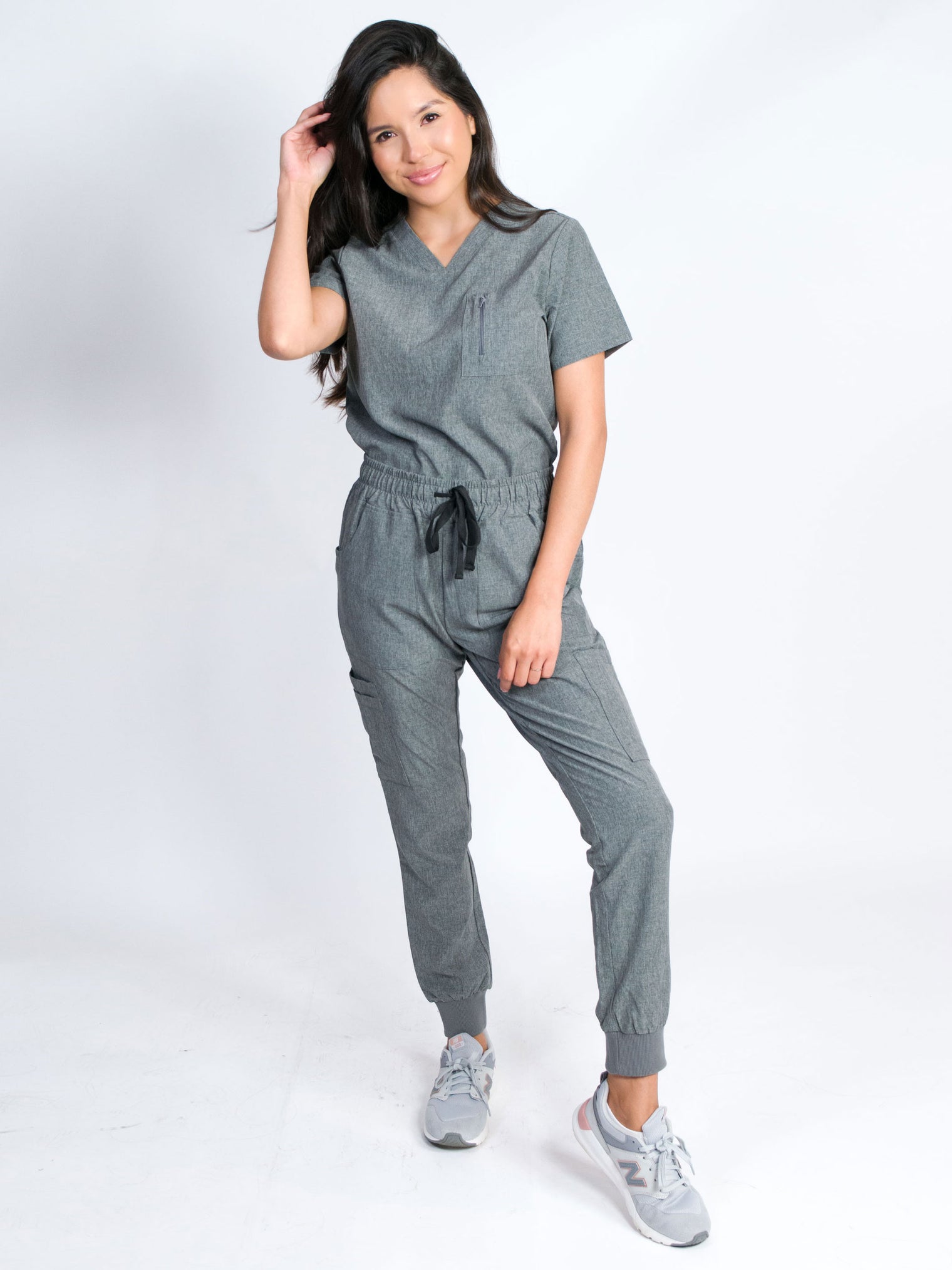 Fleur | Zip Pocket Top & Jogger Scrubs Set | Petite