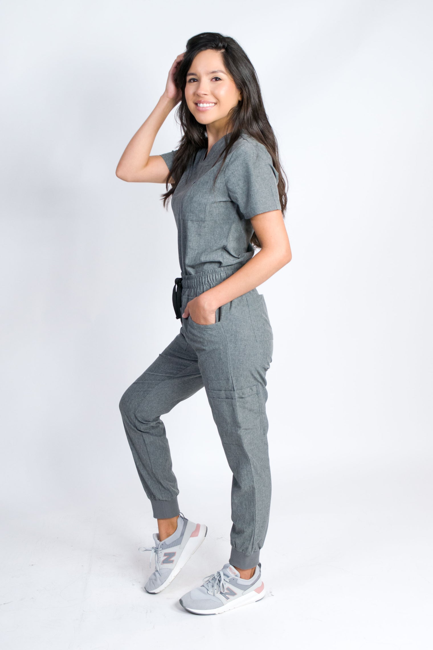 Fleur | Zip Pocket Top & Jogger Scrubs Set | Petite