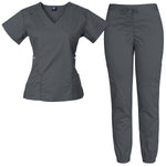 Raina | Limited Edition Women's Mock Wrap Snap Pockets Scrubs Set | Neutral Colors