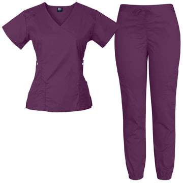 Raina Limited Edition Women s Mock Wrap Snap Pockets Scrubs Set Co Medgear