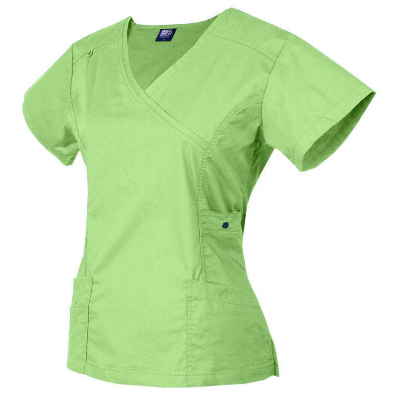 Raina | Limited Edition Women's Mock Wrap Snap Pockets Scrubs Set | Cool Colors