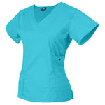 Raina | Limited Edition Women's Mock Wrap Snap Pockets Scrubs Set | Cool Colors