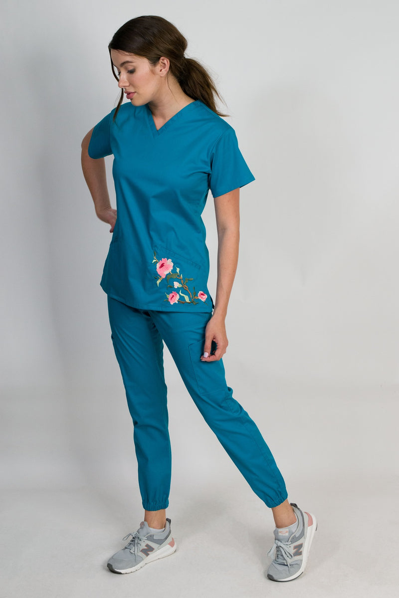 Blossom | Limited Edition Women's Floral Embroidery Scrubs Set