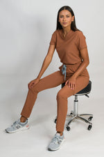 Skye | Women's 5-Pocket Top Straight Leg Pants Set | Coffee Collection
