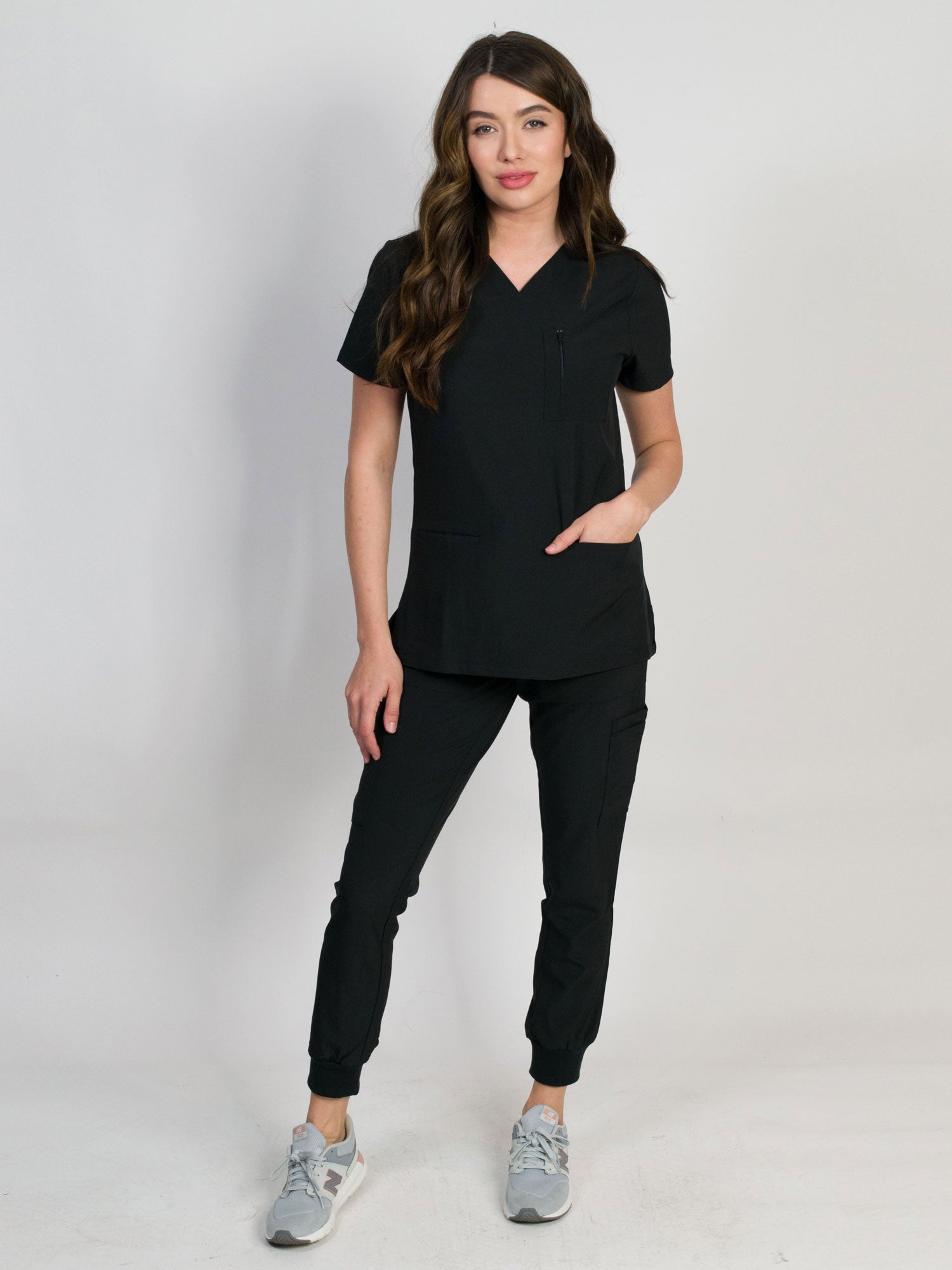 Fleur | Zip Pocket Top & Jogger Scrubs Set | Petite