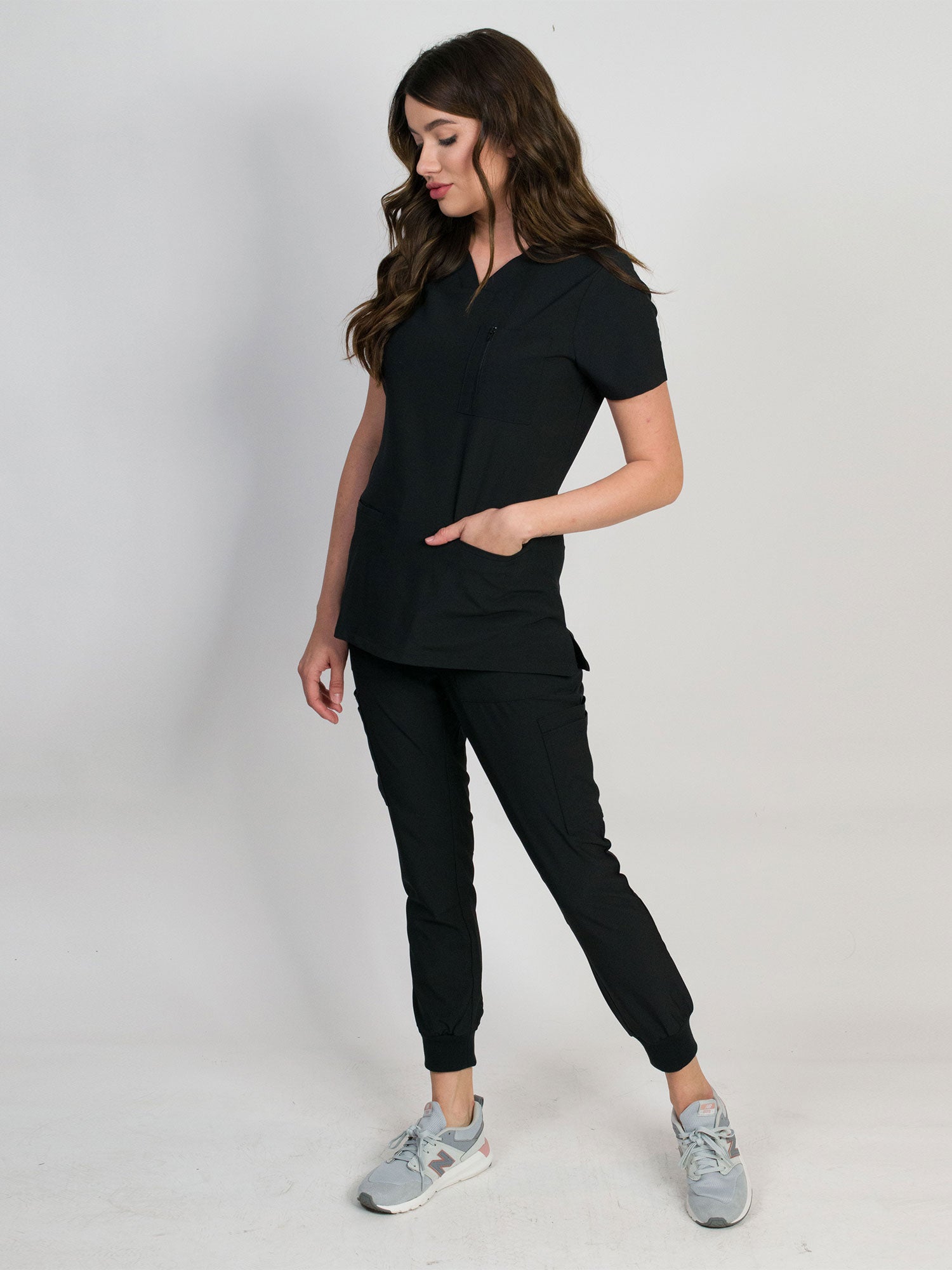 Fleur | Zip Pocket Top & Jogger Scrubs Set | Petite